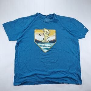 Columbia T Shirt Mens 2XL XXL Blue Yellowstone National Park Short Sleeve